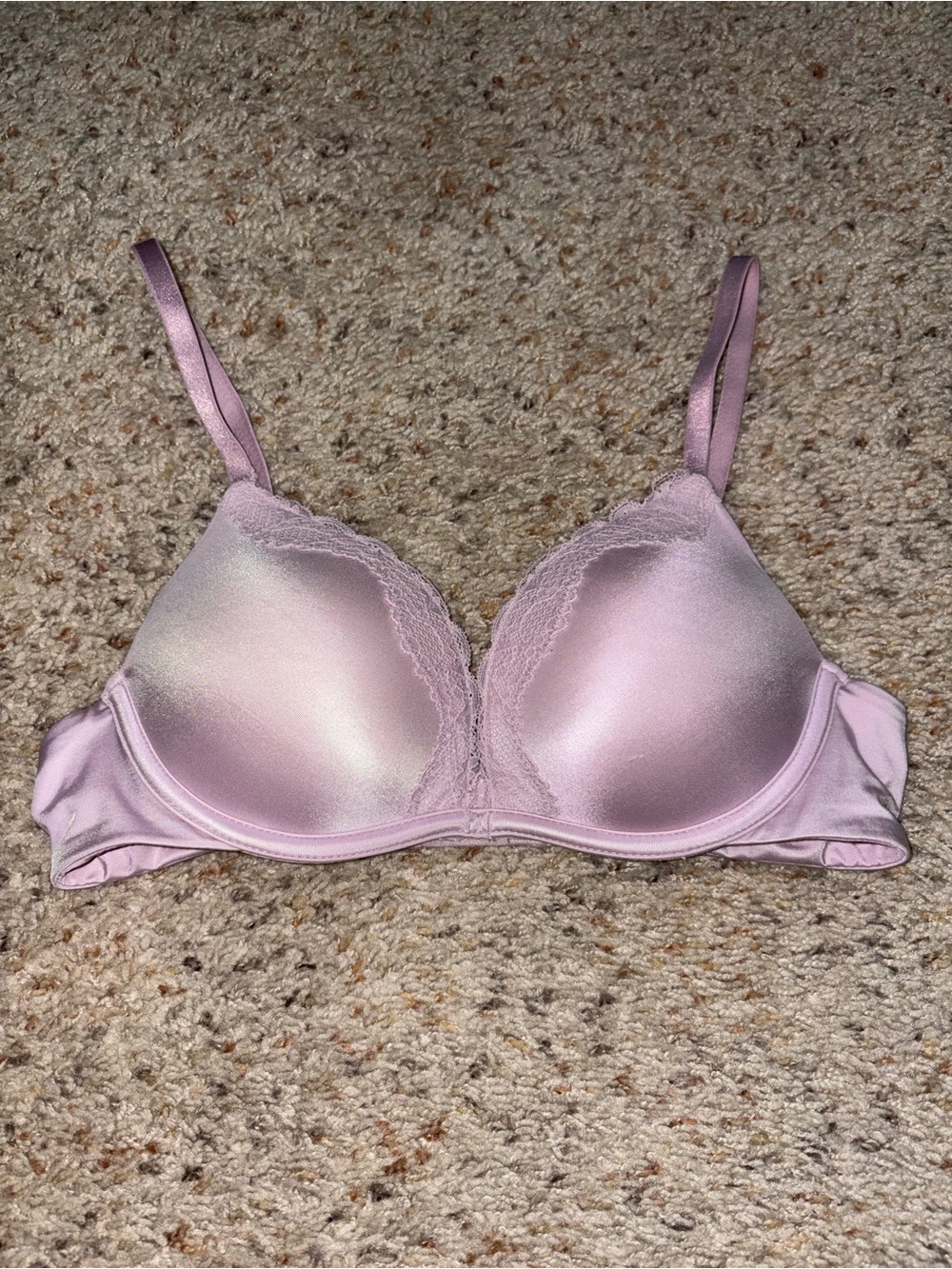 wild fable Light Purple Satin Lace-Trim Push-Up Bra